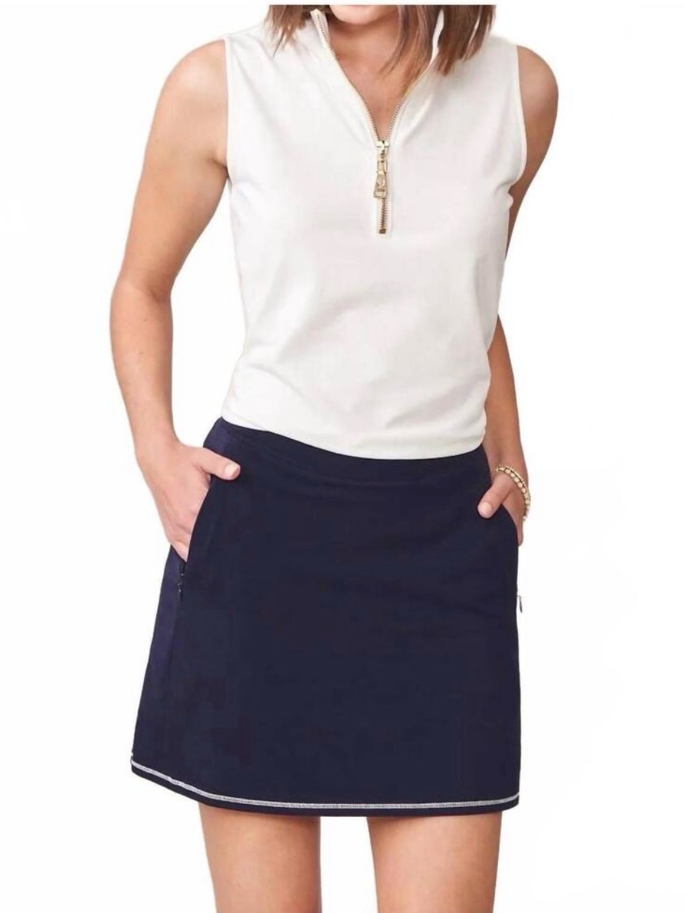 💙💙 Spartina 449 Skort Navy Blue Elastic Waist Zipper Pockets EUC XXL